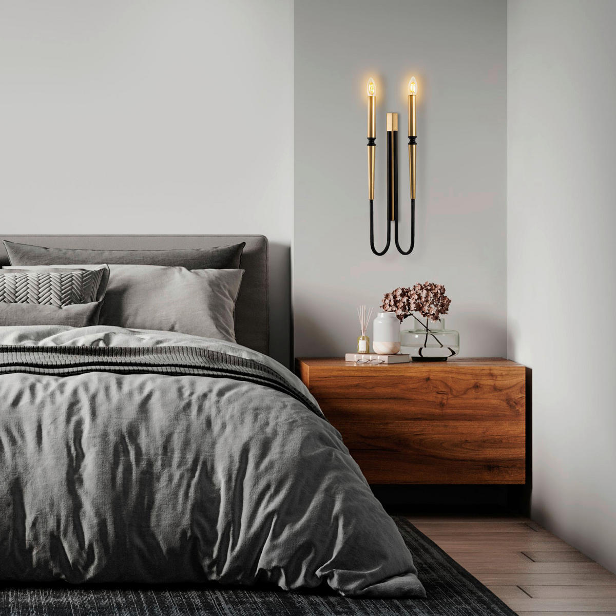 Opviq Wandleuchte schwarz Metall B/H/L: ca. 58x12x18 cm E14 1 Brennstellen Lum - schwarz (18,00/58,00/12,00cm) - Opviq