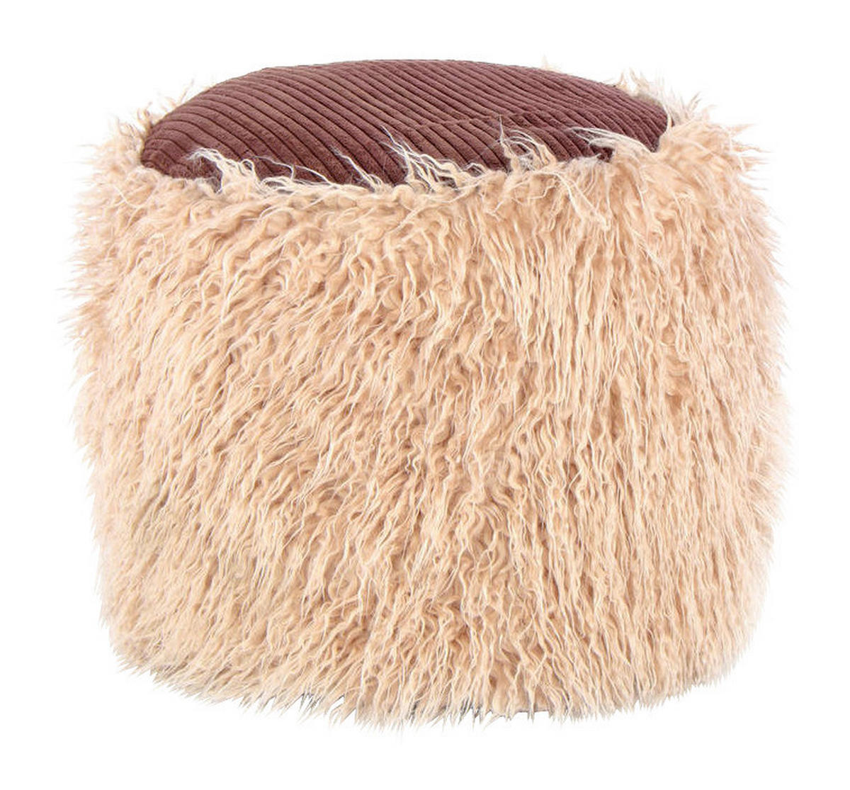 360 Living Hocker Bobtail 100 beige braun Kord Kunstfell Styropor H/D: ca. 38x45 cm Bobtail 100 - beige/braun (45,00/38,00cm) - 360 Living