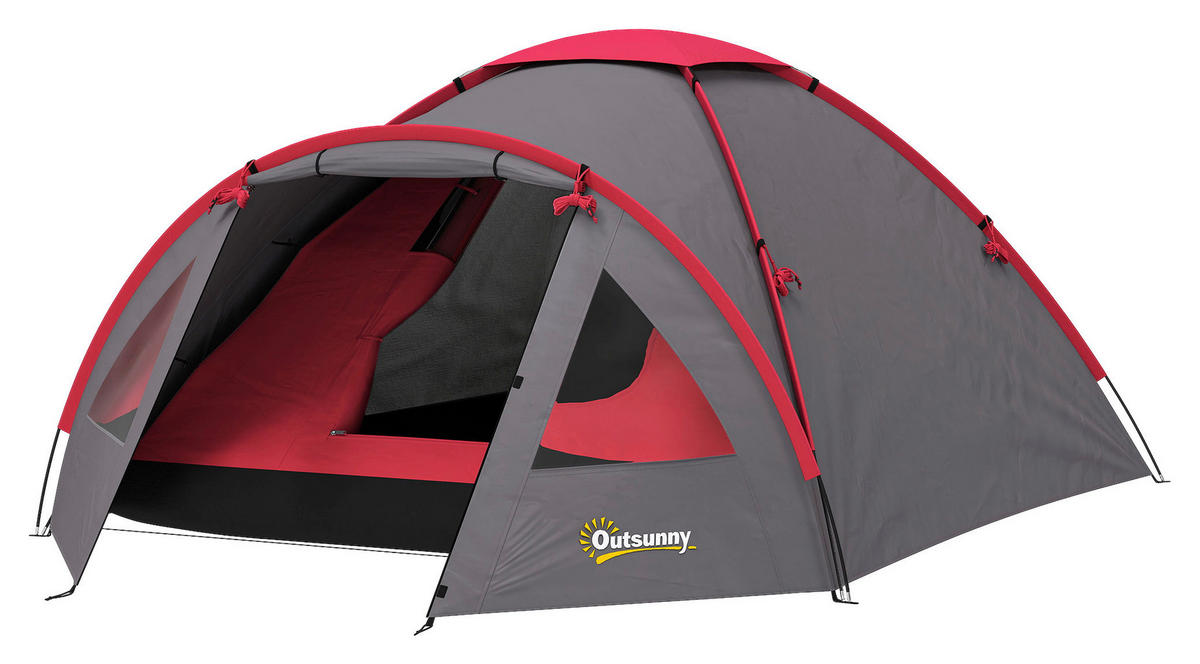 Outsunny Campingzelt grau Polyester B/H/L: ca. 215x130x315 cm Campingzelt - grau (315,00/215,00/130,00cm) - Outsunny