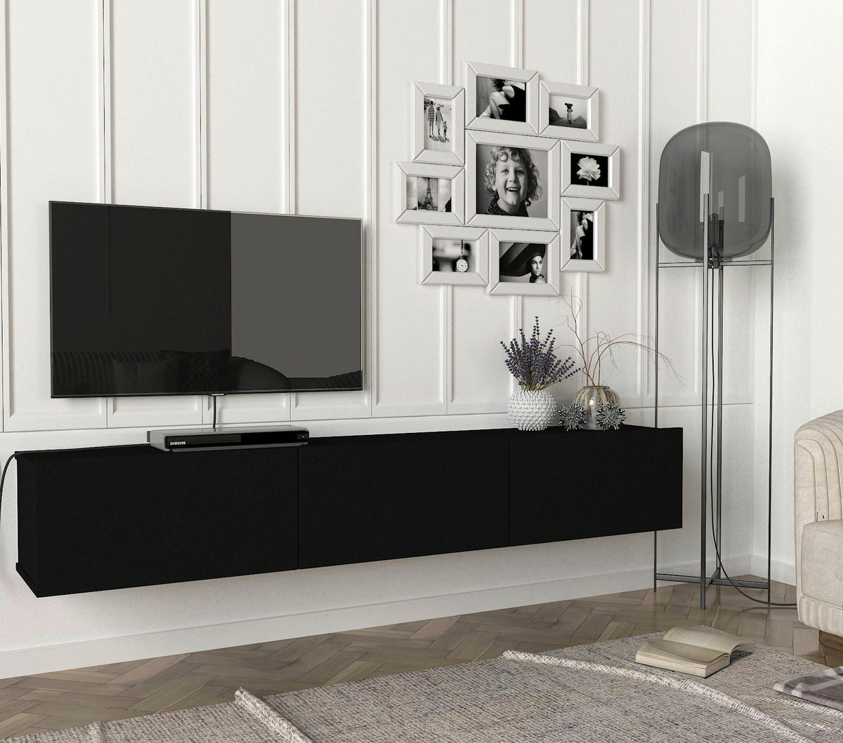 TV-Lowboard Damla schwarz B/H/T: ca. 180x29,5x29,5 cm Damla - schwarz (180,00/29,50/29,50cm) - moebel17