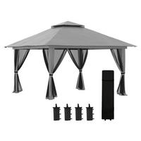 Outsunny Faltpavillon dunkelgrau Stoff B/H/L: ca. 392x283x392 cm Faltpavillon - dunkelgrau (392,00/392,00/283,00cm) - Outsunny