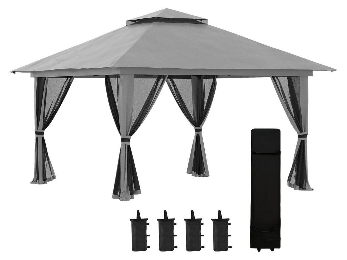 Outsunny Faltpavillon dunkelgrau Stoff B/H/L: ca. 392x283x392 cm Faltpavillon - dunkelgrau (392,00/392,00/283,00cm) - Outsunny