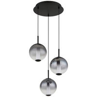GLOBO Pendelleuchte mattschwarz Rauch Opal Glas Metall H/D: ca. 120x38 cm 1.0 Brennstellen Lacy - Opal/mattschwarz (38,00/120,00cm) - GLOBO
