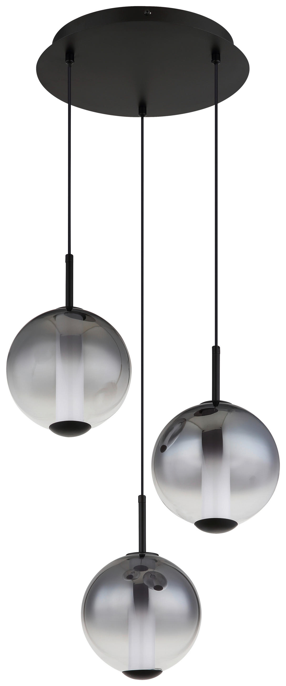 GLOBO Pendelleuchte mattschwarz Rauch Opal Glas Metall H/D: ca. 120x38 cm 1.0 Brennstellen Lacy - Opal/mattschwarz (38,00/120,00cm) - GLOBO