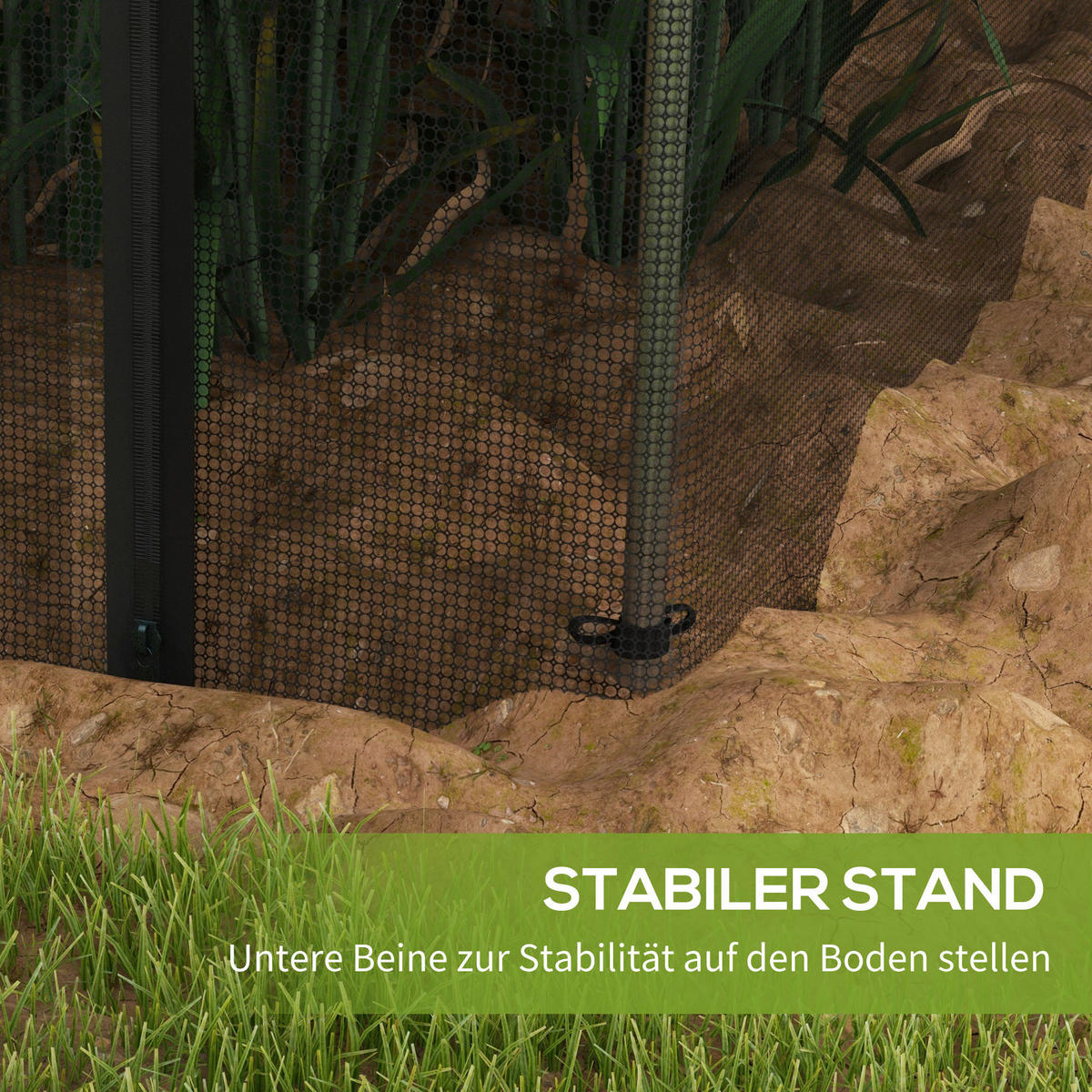 Outsunny Tier-Zubehör schwarz Edelstahl B/H/L: ca. 360x120x188 cm Vogelschutznetz - schwarz (188,00/360,00/120,00cm) - Outsunny