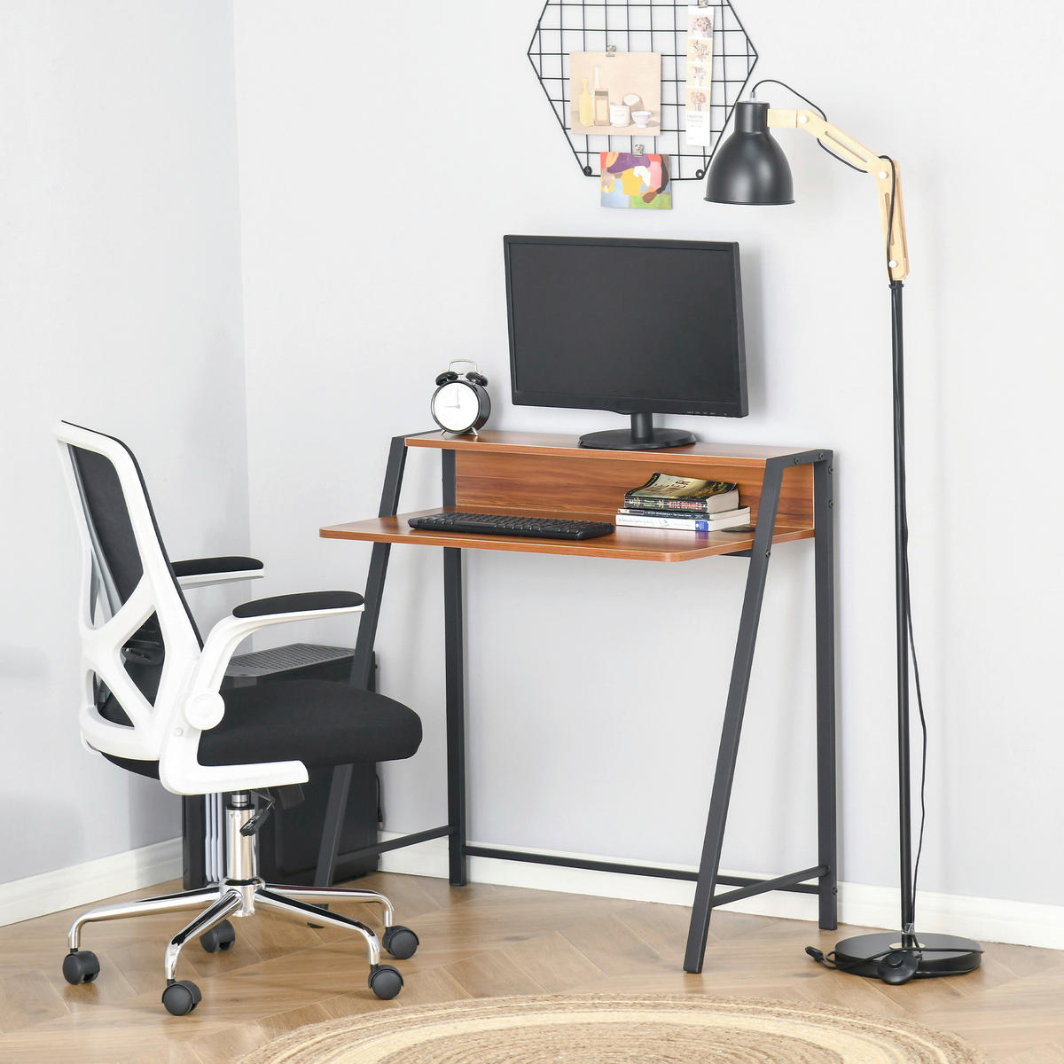 Schreibtisch 836-055 walnuss Nachbildung schwarz B/H/T: ca. 84x85x45 cm 836-055 - schwarz/walnuss (84,00/85,00/45,00cm) - HOMCOM