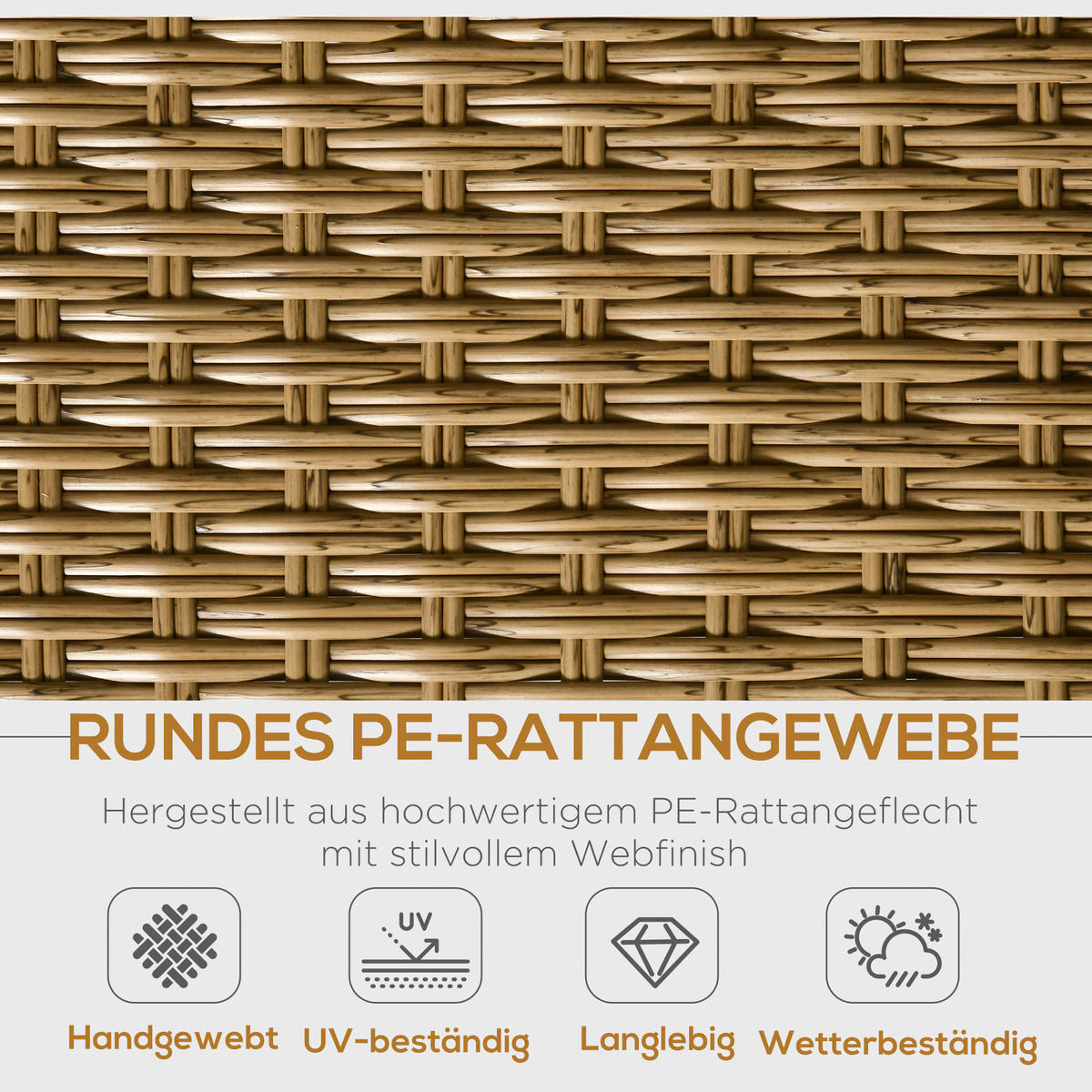 Outsunny Sitzgruppe natur Aluminium B/H/L: ca. 77x187x77 cm Gartenmöbel_Set - natur (77,00/77,00/187,00cm) - Outsunny
