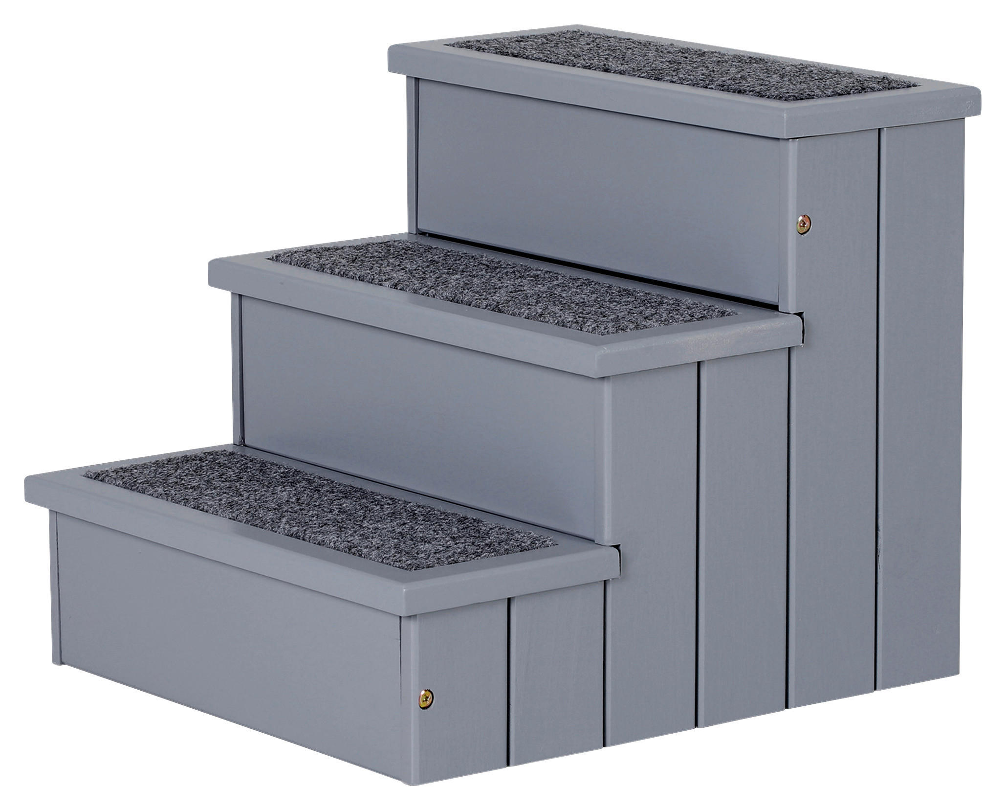 PawHut Haustiertreppe grau Kiefer Haustiertreppe mit 3 Stufen - grau - PawHut