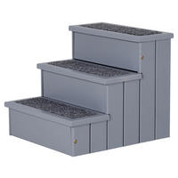 PawHut Haustiertreppe grau Kiefer Haustiertreppe mit 3 Stufen - grau - PawHut