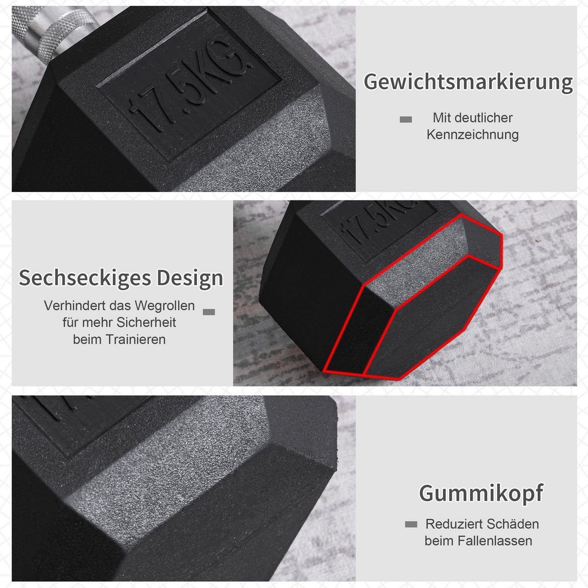 HOMCOM Kurzhantel schwarz Eisen B/H/L: ca. 16,2x34,6x16,2 cm Kurzhantel - schwarz (16,20/16,20/34,60cm) - HOMCOM