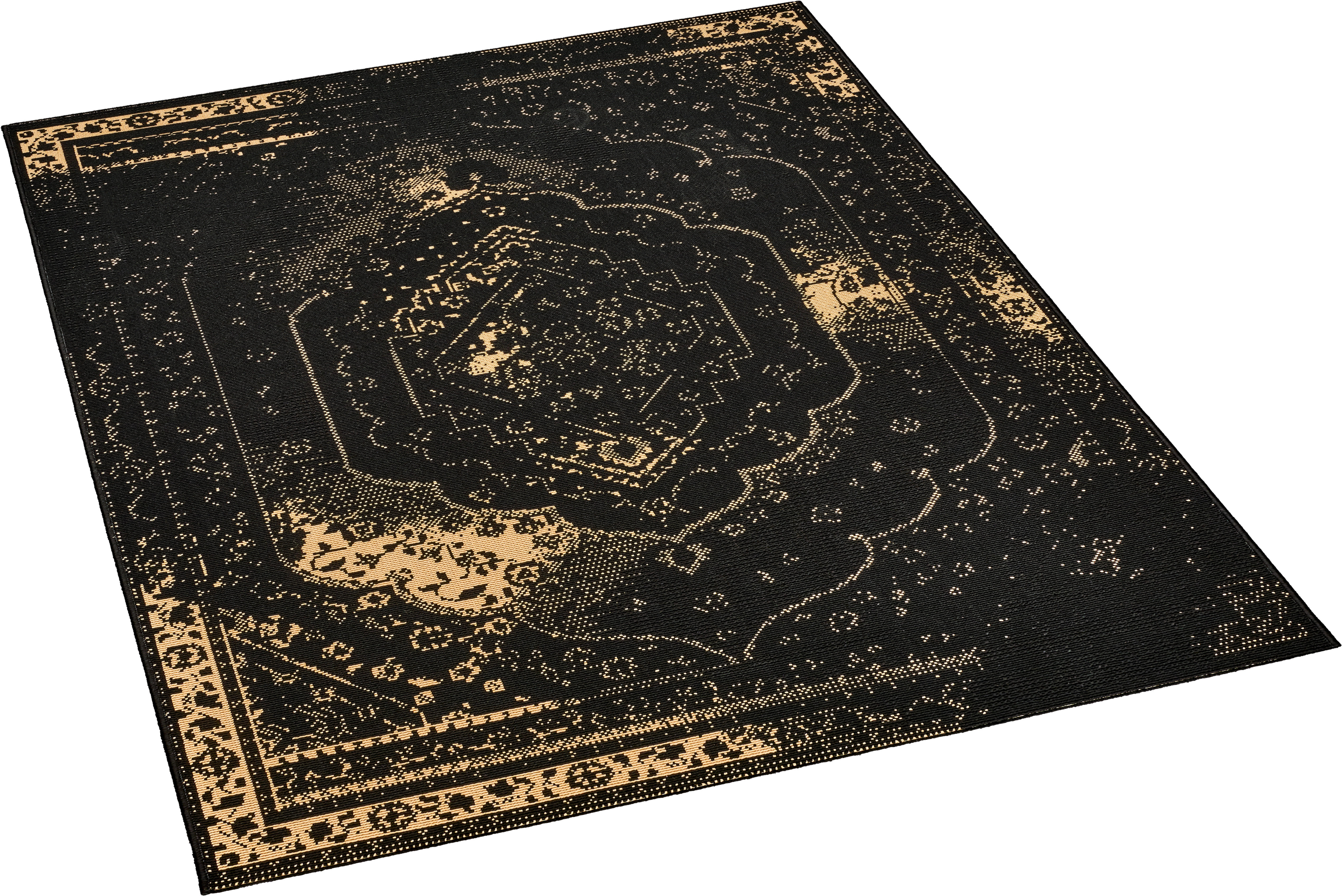 Webteppich Luxus schwarz B/L: ca. 120x170 cm Luxus - gold/schwarz (120,00/170,00cm)