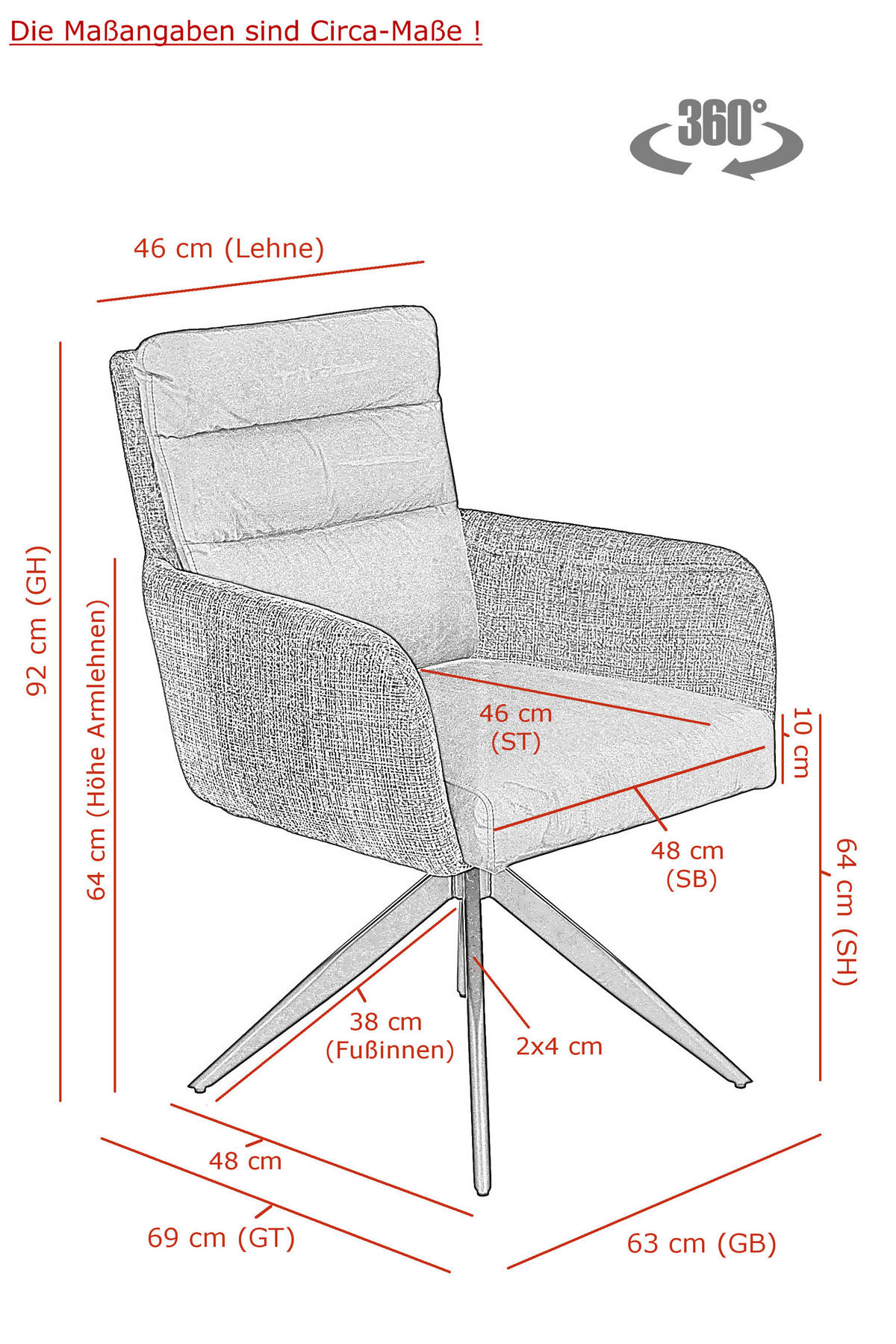 Armlehnstuhl Leandra, 2er-Set anthrazit Microfaser Webstoff B/H/T: ca. 63x92x69 cm Leandra, 2er-Set - anthrazit (63,00/92,00/69,00cm) - Hela