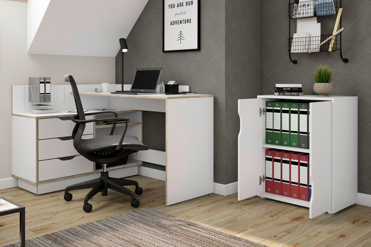 Aktenschrank BELFAST weiß B/H/T: ca. 60x76,5x37 cm BELFAST - weiß (60,00/76,50/37,00cm) - byLIVING