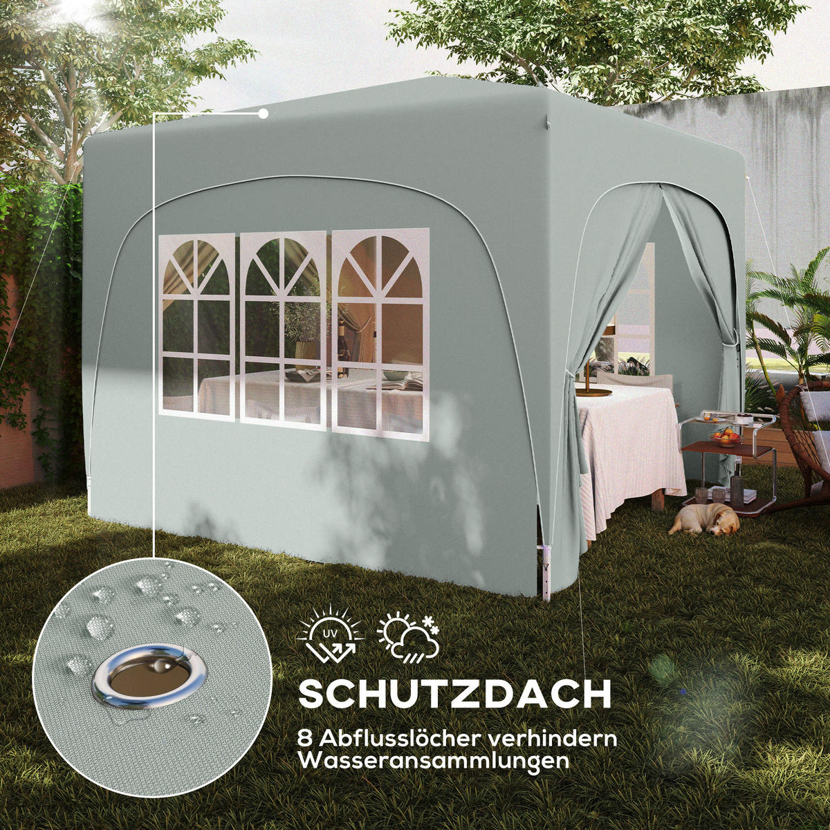Outsunny Pavillon hellgrau Metall B/H/L: ca. 300x273x300 cm Pavillon - hellgrau (300,00/300,00/273,00cm) - Outsunny