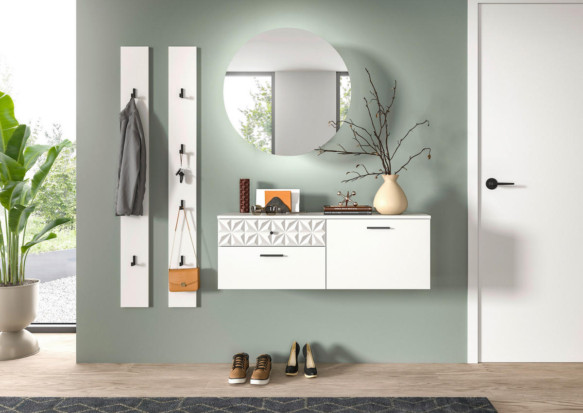 Garderobe Prisma weiß weiß Hochglanz B/H/T: ca. 172x192x34 cm Prisma - weiß (172,00/192,00/34,00cm) - xonox.home