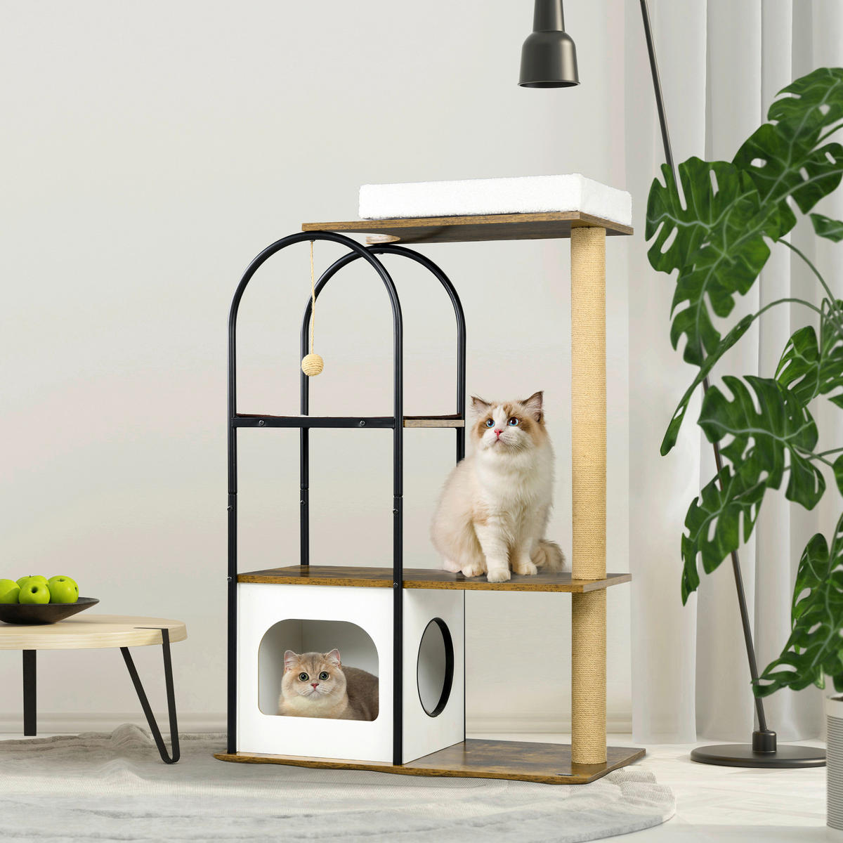 PawHut Kratzbaum braun Spanplatte B/H/L: ca. 40x118,5x80 cm Kratzbaum - braun (80,00/40,00/118,50cm) - PawHut