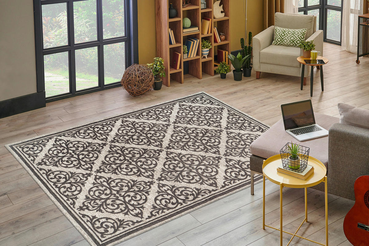 Kayoom Flachflorteppich Davis 125 grau B/H/L: ca. 120x1,2x170 cm Davis 125 - grau (170,00/120,00/1,20cm) - Kayoom