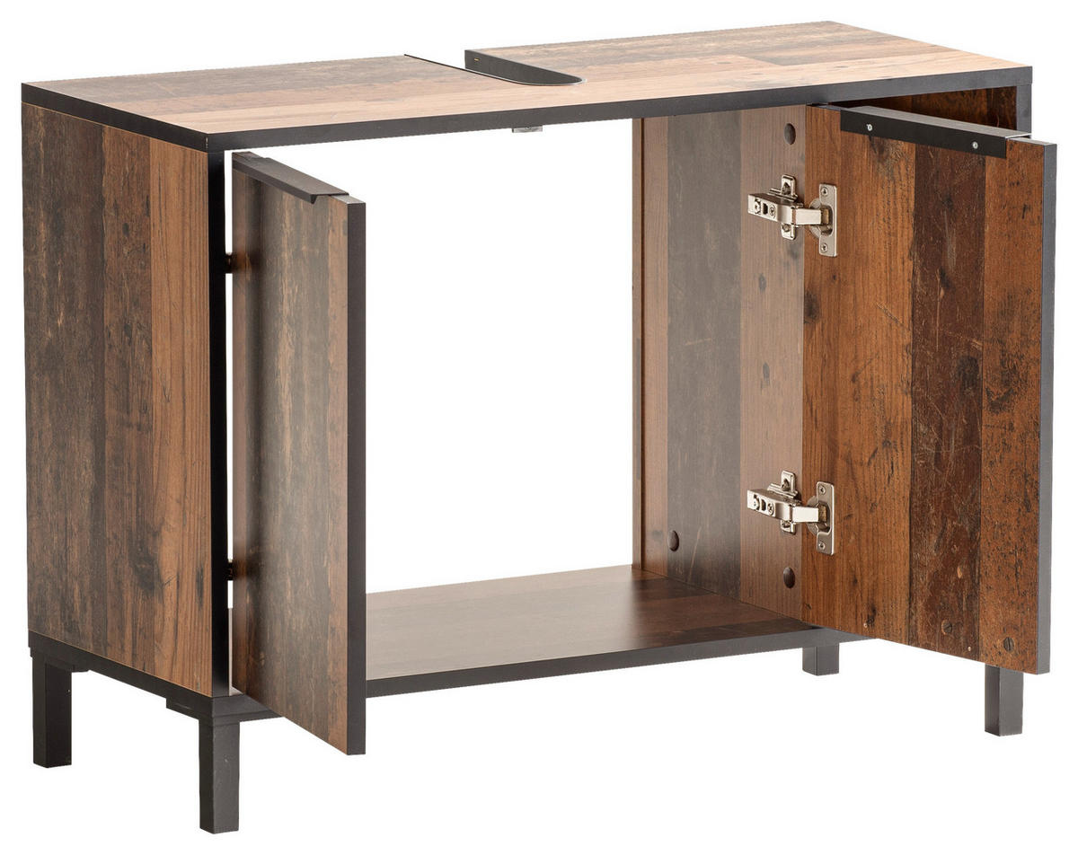 Waschbeckenunterschrank Jaap Old Wood dunkel Nachbildung B/H/T: ca. 79,8x49,3x33 cm Jaap - (79,80/49,30/33,00cm) - Möbelpartner
