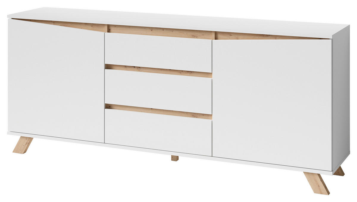 Sideboard VALENTIN weiß Eiche Nachbildung B/H/T: ca. 180x80x38 cm VALENTIN - Eiche/weiß (180,00/80,00/38,00cm) - byLIVING