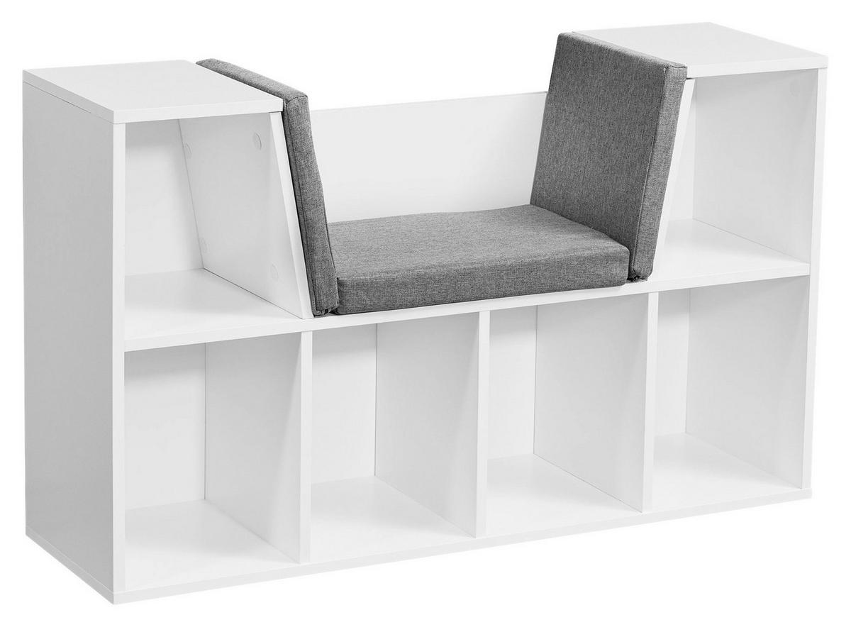 Regal weiß grau B/H/T: ca. 101,5x61,5x30 cm Regal mit Sitzfläche - weiß/grau (101,50/61,50/30,00cm) - Wohnling