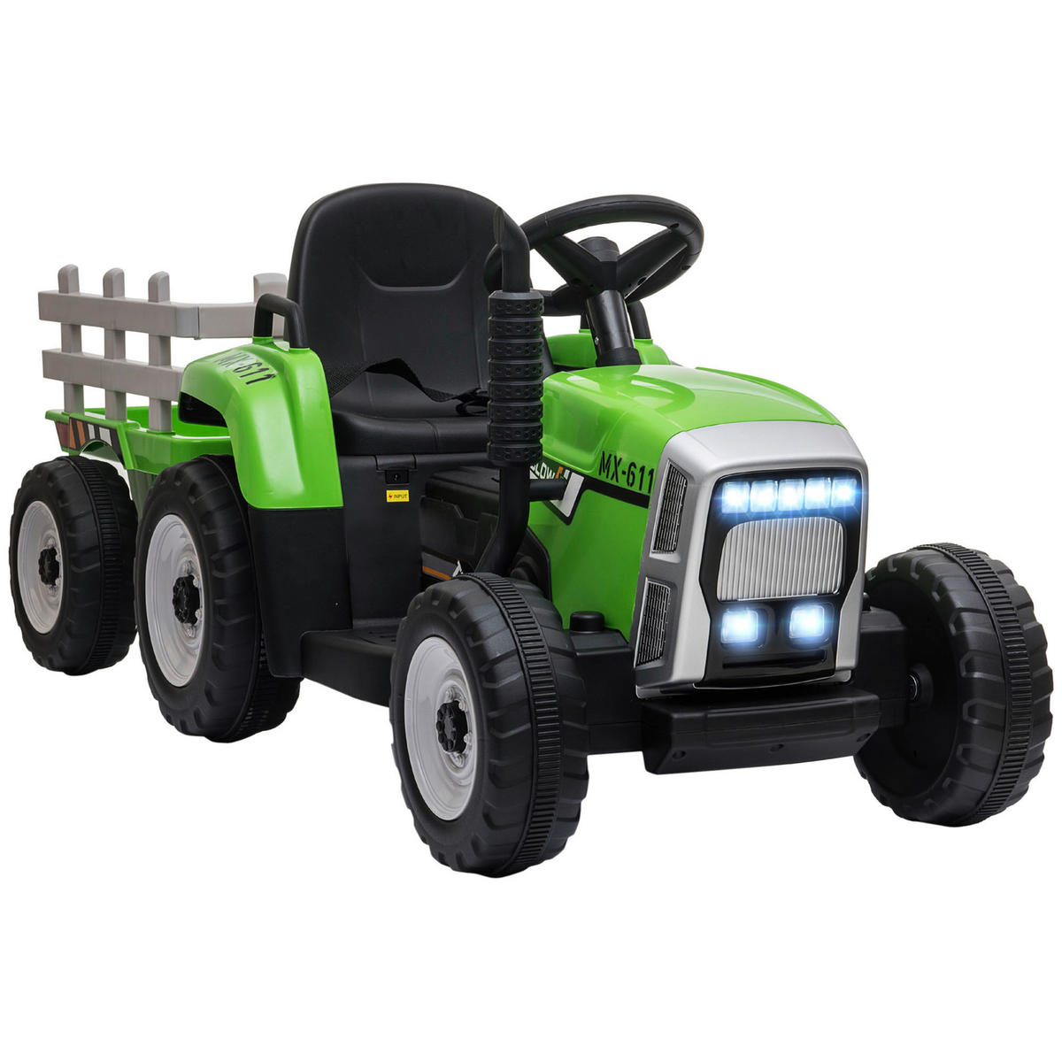 HOMCOM Kinder Elektro-Traktor grün B/H/L: ca. 50x52,5x136,5 cm Kinder Elektro-Traktor - grün (136,50/50,00/52,50cm) - HOMCOM