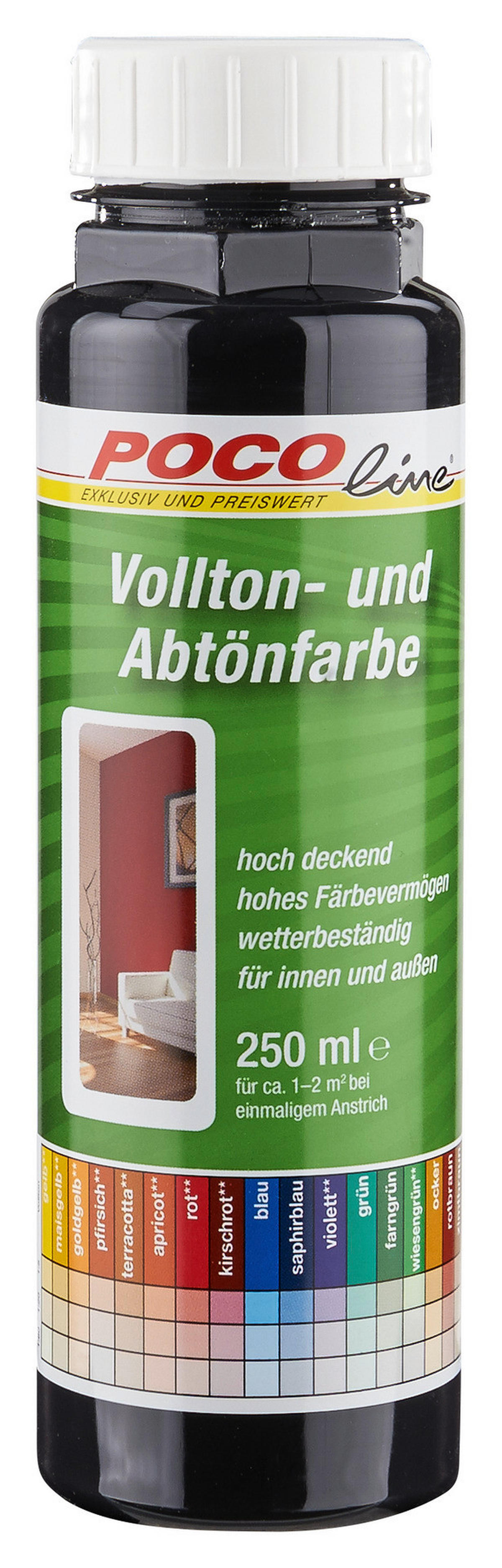 POCOline Vollton- und Abtönfarbe schwarz ca. 0,25 l Voll+Abtönfarbe 250ml schwarz - schwarz (250ml) - POCOline