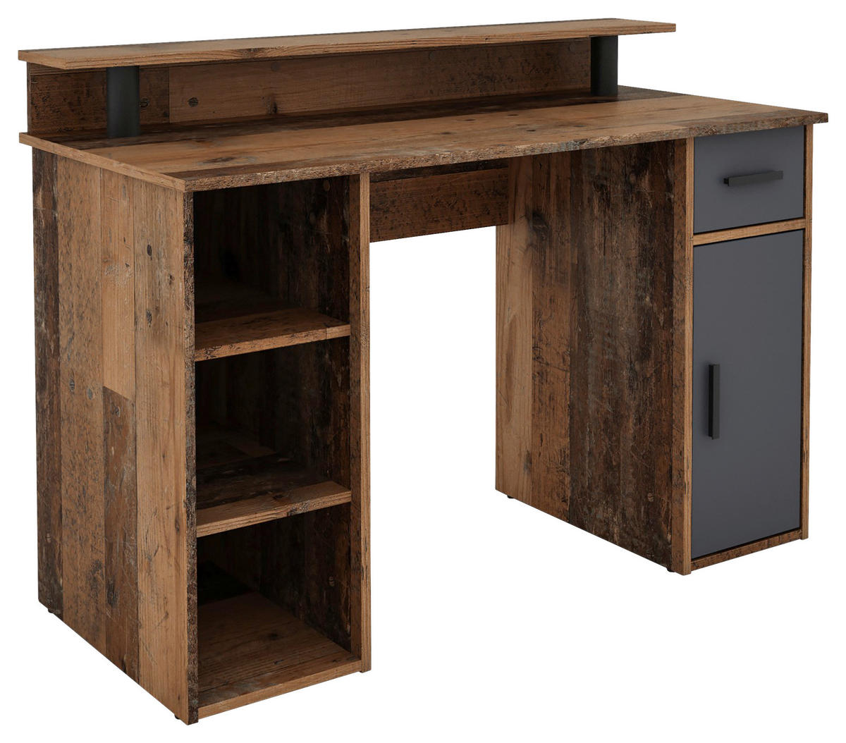 Schreibtisch DIEGO Eiche Old Wood Nachbildung anthrazit DIEGO - Eiche/anthrazit - byLIVING