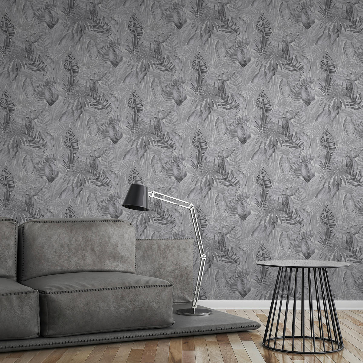 A.S.Creation Vliestapete Greenery Palmen grau B/L: ca. 53x1005 cm Greenery - grau (53,00/1005,00cm) - A.S.Creation