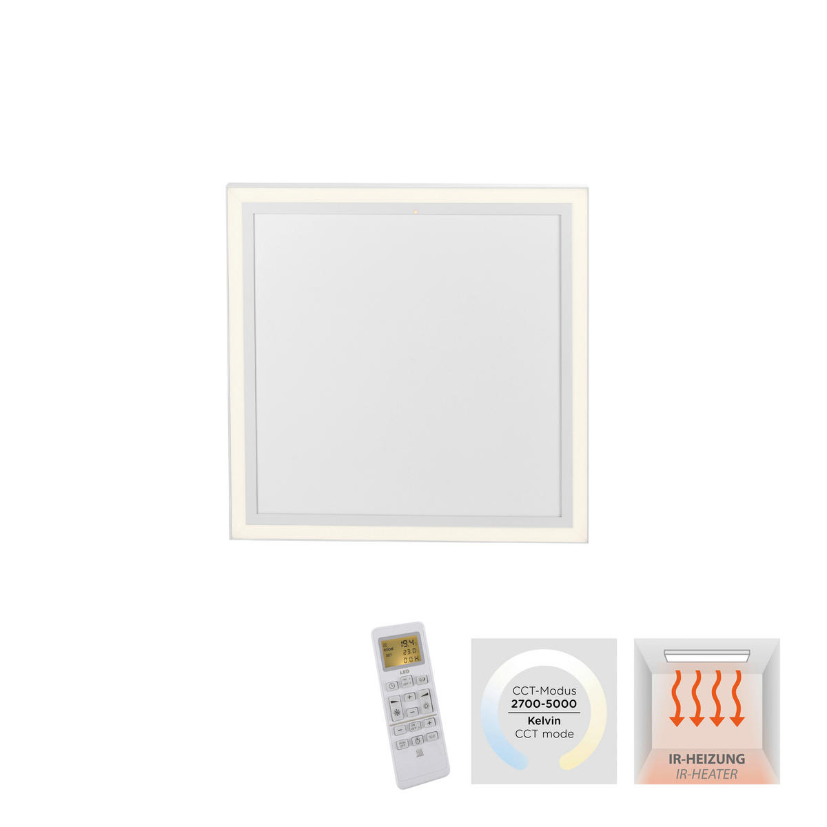 Just Light LED-Deckenleuchte mit Heizfunktion BEROA 18067-16 weiß Kunststoff Metall B/H/T: ca. 60x6,8x60 cm 1 Brennstellen BEROA - weiß (60,00/6,80/60,00cm) - Just Light