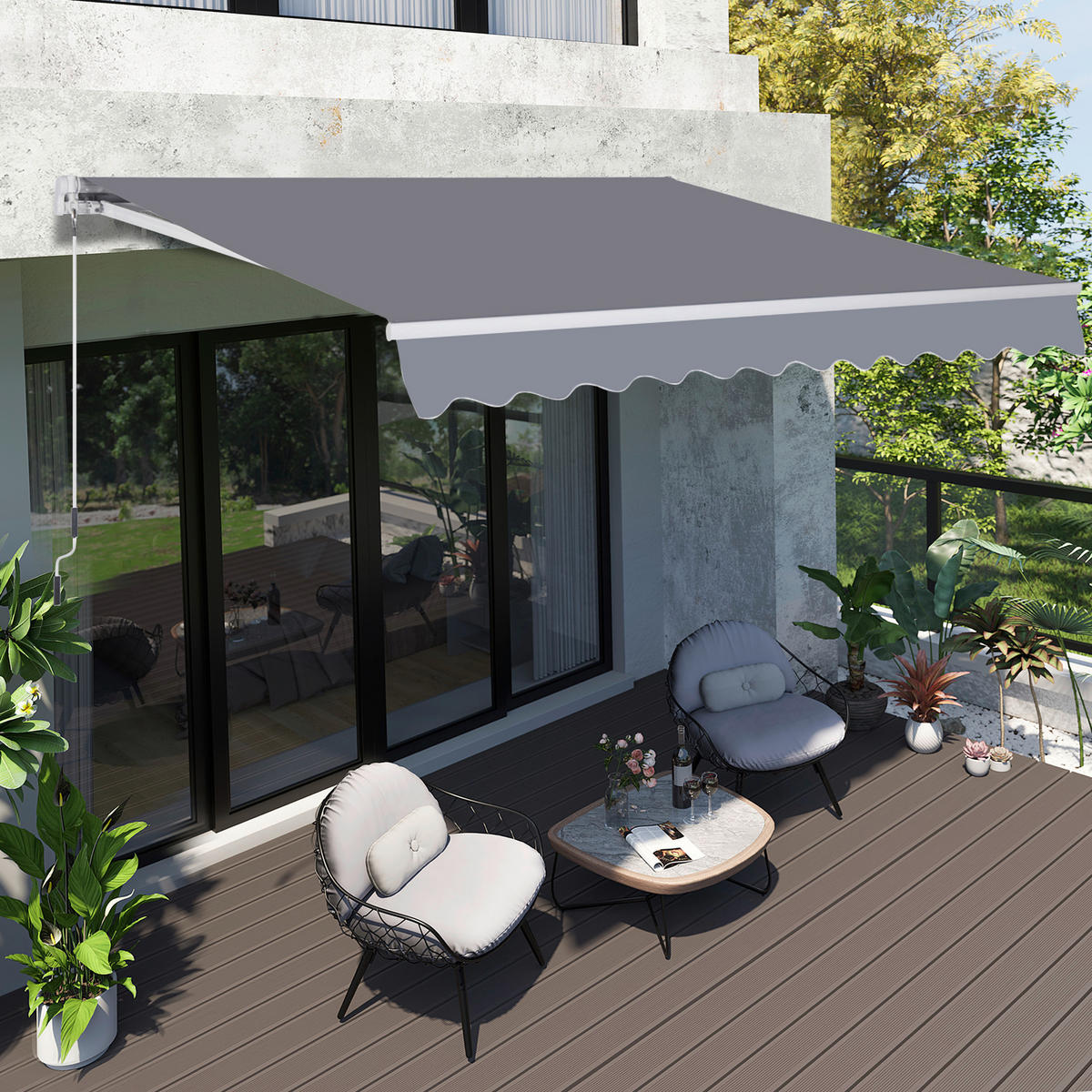 Markise grau B/L: ca. 250x295 cm Markise - grau (250,00/295,00cm) - Outsunny