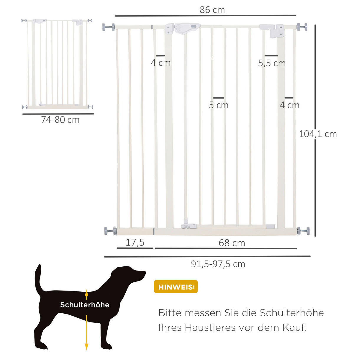 PawHut Türschutzgitter Türschutzgitter - (86,00/104,00cm) - PawHut