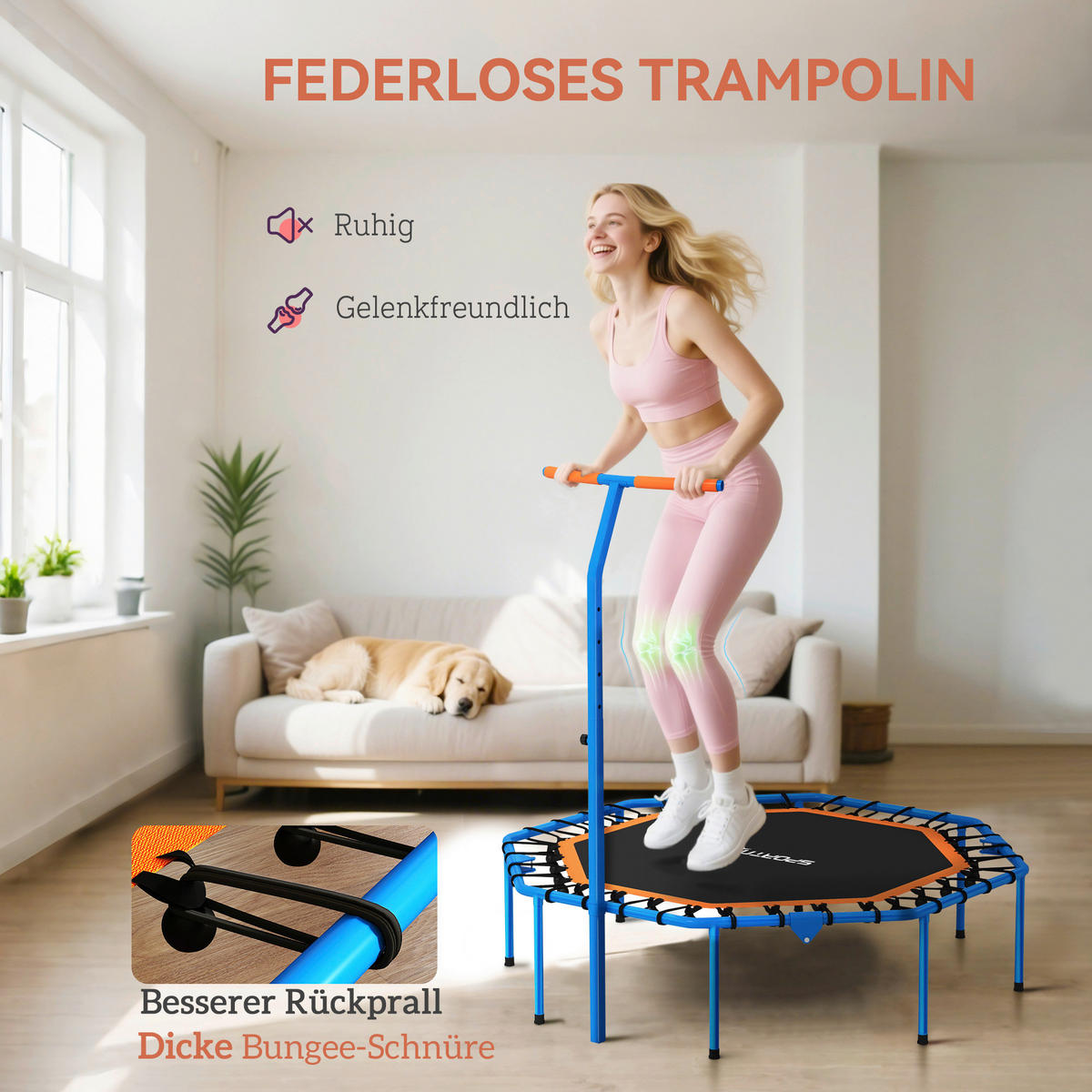 SPORTNOW Fitness Trampolin blau B/H/L: ca. 120x126x128 cm Fitness_Trampolin - blau/schwarz (128,00/120,00/126,00cm) - SPORTNOW