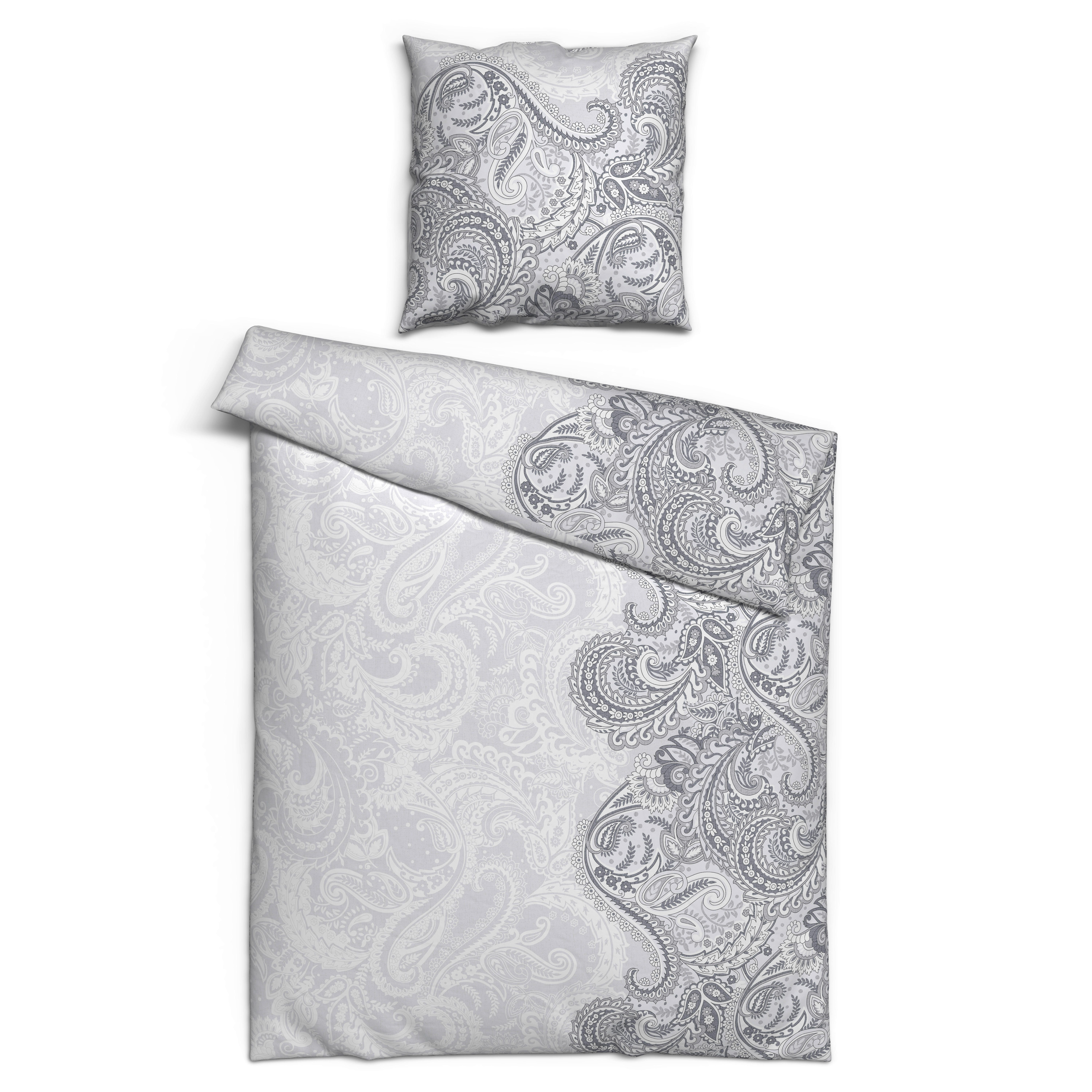 Baumwoll Bettwäsche Renforce Bettwäsche_Renforce Ornamente - grau (155,00/220,00cm)
