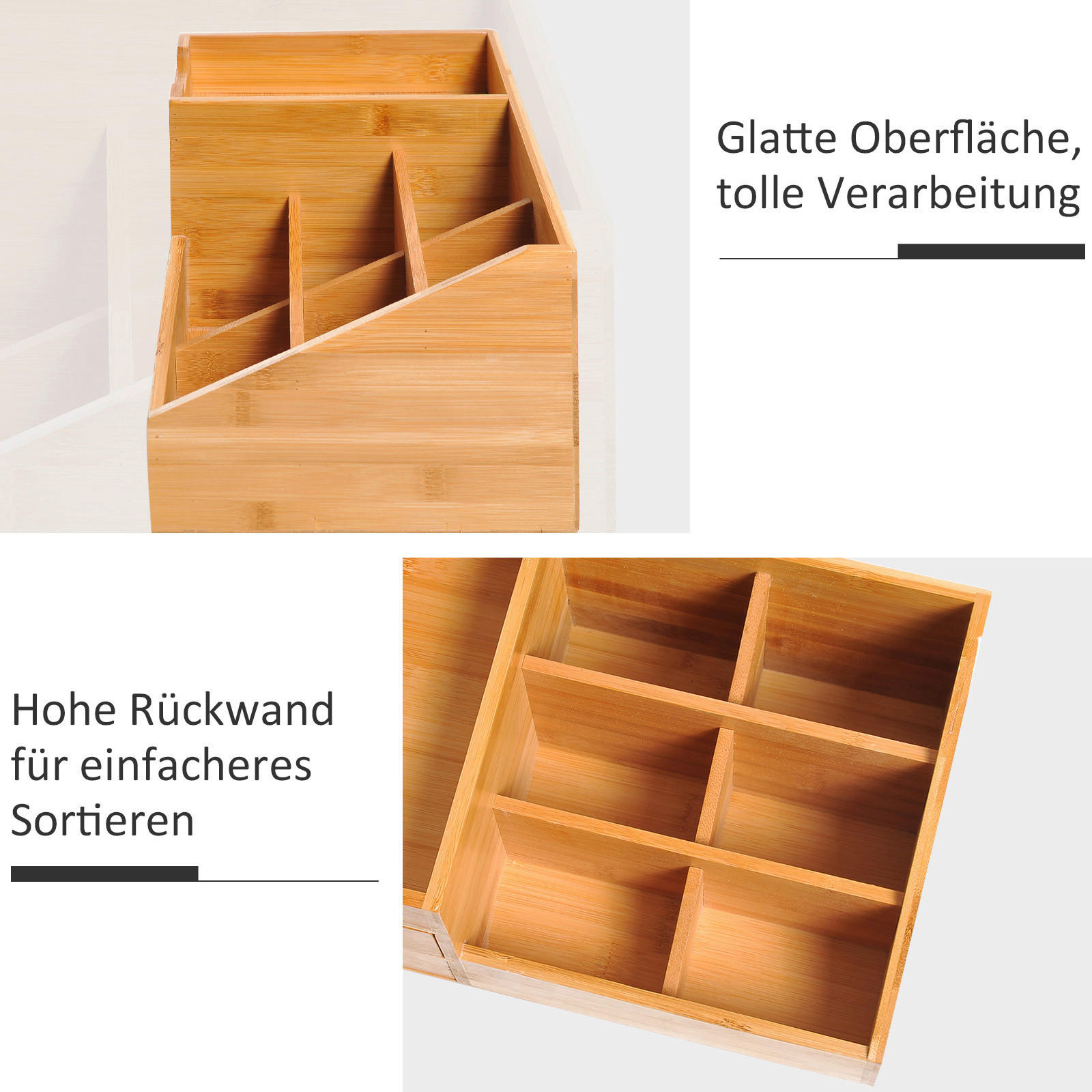 HOMCOM Organizer natur Bambus B/H/L: ca. 205x33x155 cm Schreibtischorganizer - natur (155,00/205,00/33,00cm) - HOMCOM