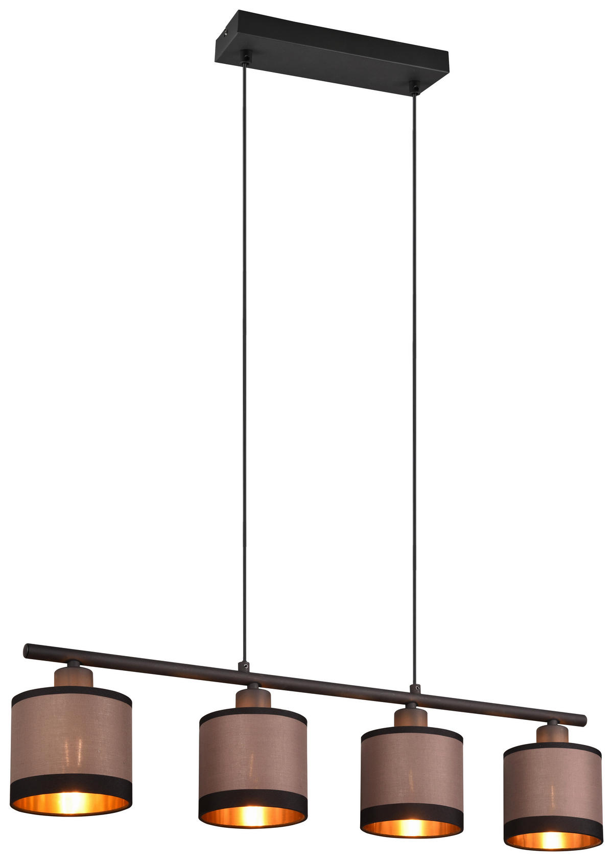 Reality Pendelleuchte R31554041 Davos schwarz taupe Stoff Metall B/H/T/D: ca. 75x150x12x12 cm E14 4 Brennstellen Davos - schwarz/taupe (75,00/150,00/12,00cm) - Reality