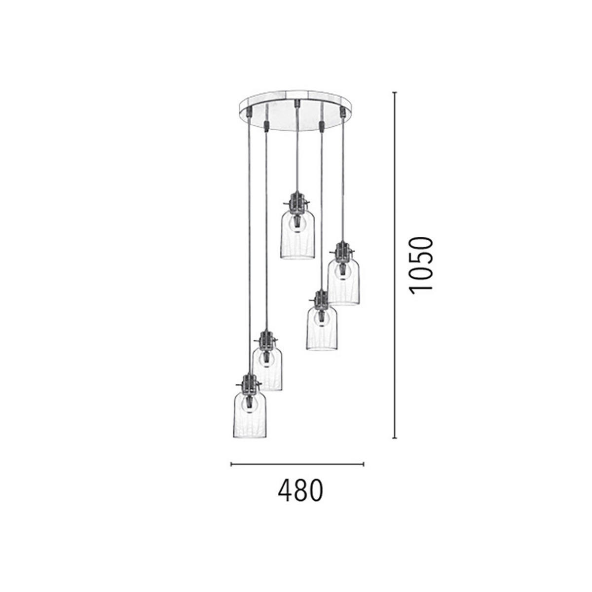 SPOT Light Pendelleuchte weiß transparent Metall Glas D: ca. 35 cm E27 5 Brennstellen Alessandro - weiß/transparent (35,00cm) - SPOT Light