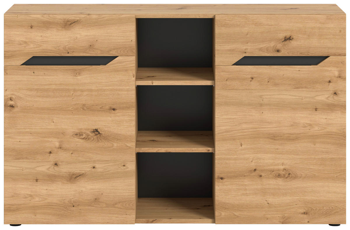 Sideboard Caserta basaltgrau Nachbildung Artisan Oak Nachbildung B/H/T: ca. 130x81x37 cm Caserta - basaltgrau (130,00/81,00/37,00cm) - xonox.home