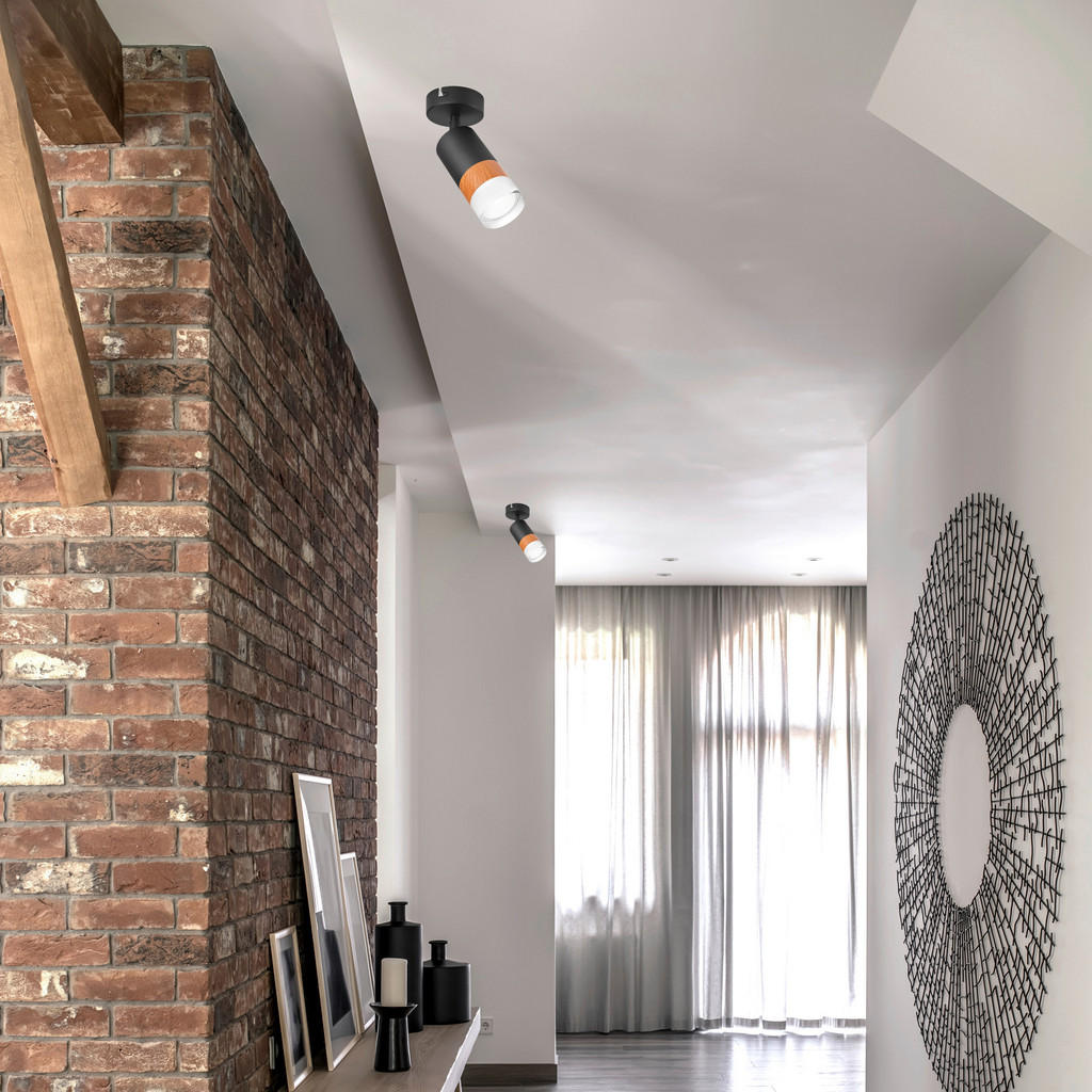 Thumbnail - Lamkur Deckenleuchte schwarz Glas Stahl B/H/L: ca. 8x19x8 cm 1 Brennstellen