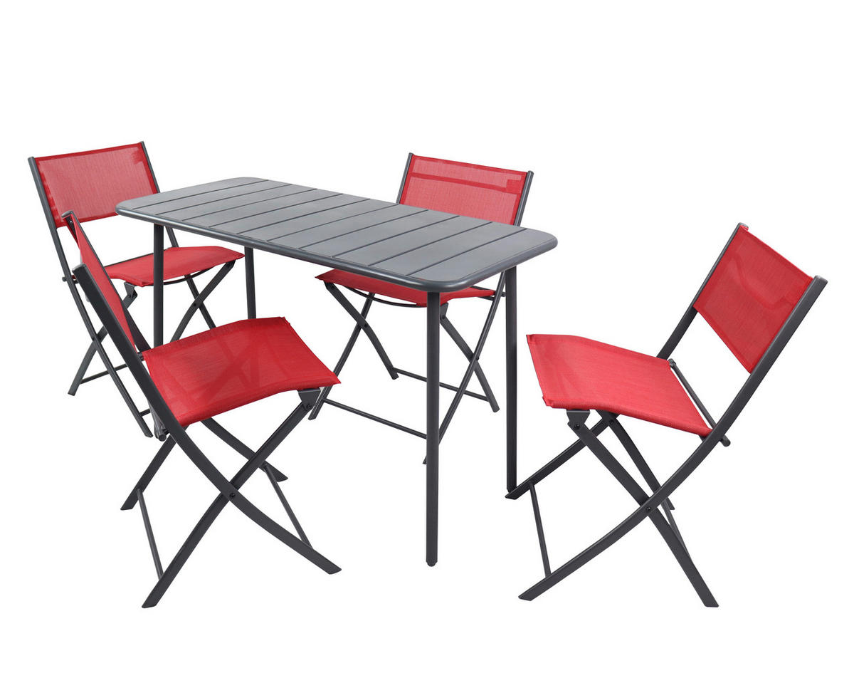 VCM Gartensitzgruppe Sumila rot Stahl B/H/L: ca. 45x79x46 cm Sumila - rot (46,00/45,00/79,00cm) - VCM
