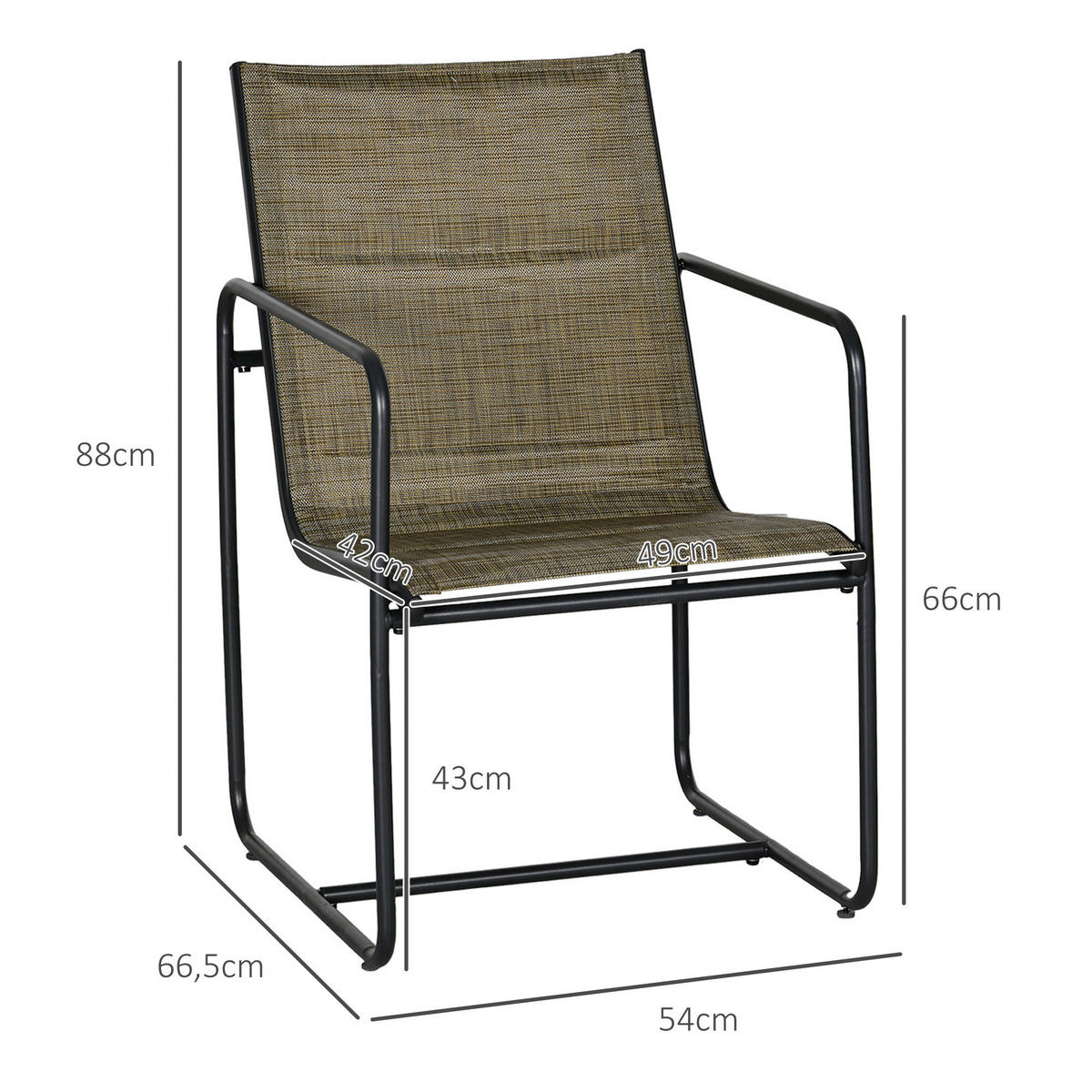 Outsunny Gartenstuhl 2er-Set braun Mesh B/H/L: ca. 66,5x88x54 cm Gartenstuhl 2er-Set - braun (54,00/66,50/88,00cm) - Outsunny