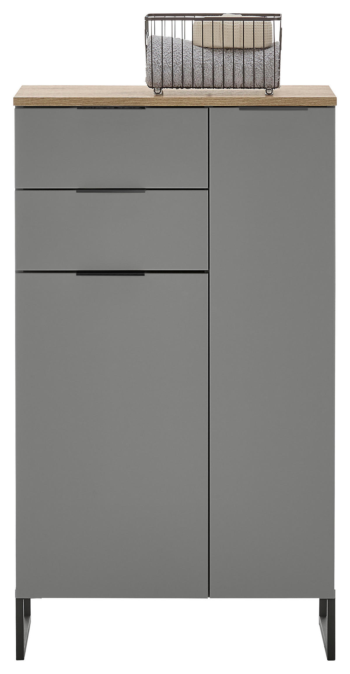 Midischrank Denver grau matt Eiche Evoke Coast Nachbildung B/H/T: ca. 60x106x32 cm Denver - Eiche/grau (60,00/106,00/32,00cm)