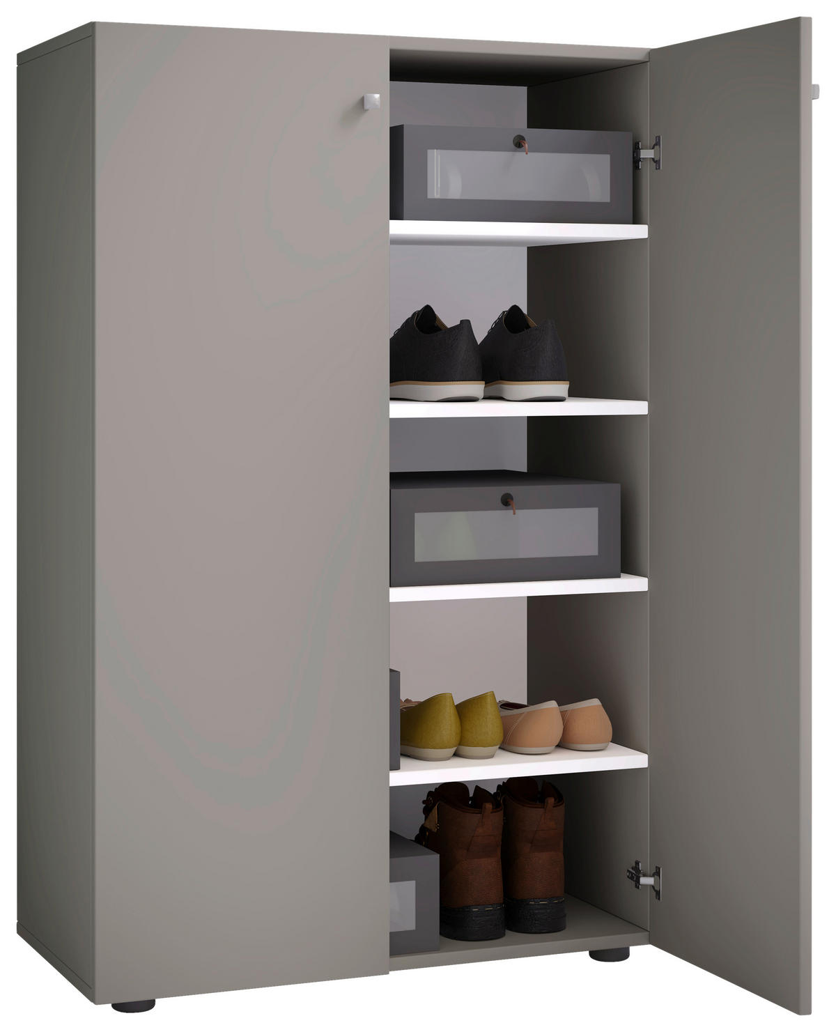 Schuhschrank Lona grau weiß B/H/T: ca. 70x110x39 cm Lona - weiß/grau (70,00/110,00/39,00cm) - VCM Möbel