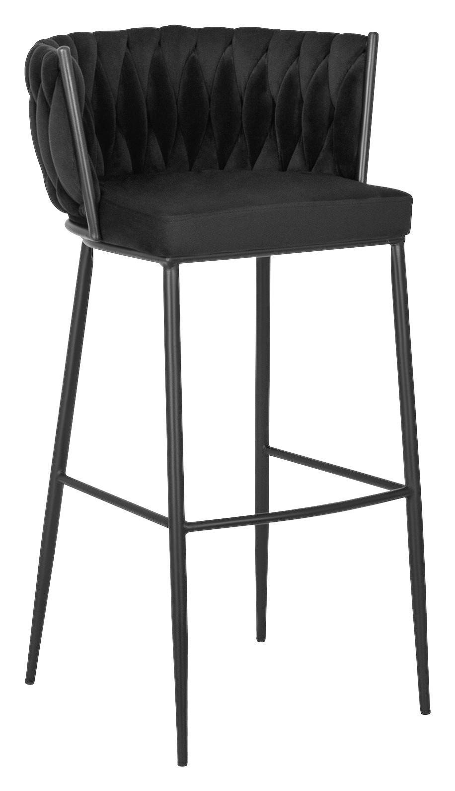 Barhocker FLORES schwarz Velourstoff B/H/T: ca. 60x104,5x56 cm FLORES - schwarz (60,00/104,50/56,00cm) - WIPMEB