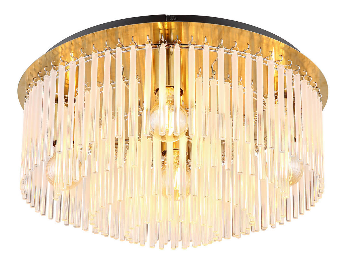 GLOBO Deckenleuchte Opal gold Glas Metall H/D: ca. 25x50 cm E27 5 Brennstellen GORLEY - gold/Opal (50,00/25,00cm) - GLOBO