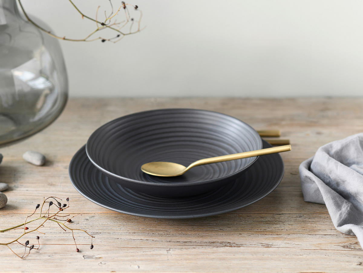 CreaTable Teller-Set Lava Stone schwarz Steinzeug Lava Stone - schwarz - CreaTable