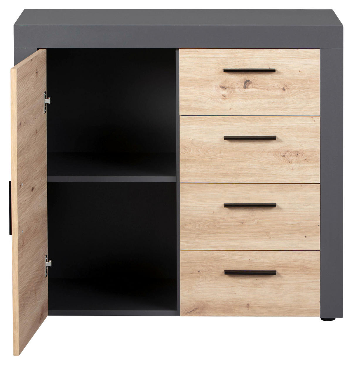 Kommode Corbeto 1T4S anthrazit Artisan Nachbildung B/H/T: ca. 94x86x40 cm Corbeto 1T4S - anthrazit (94,00/86,00/40,00cm) - Inter Link