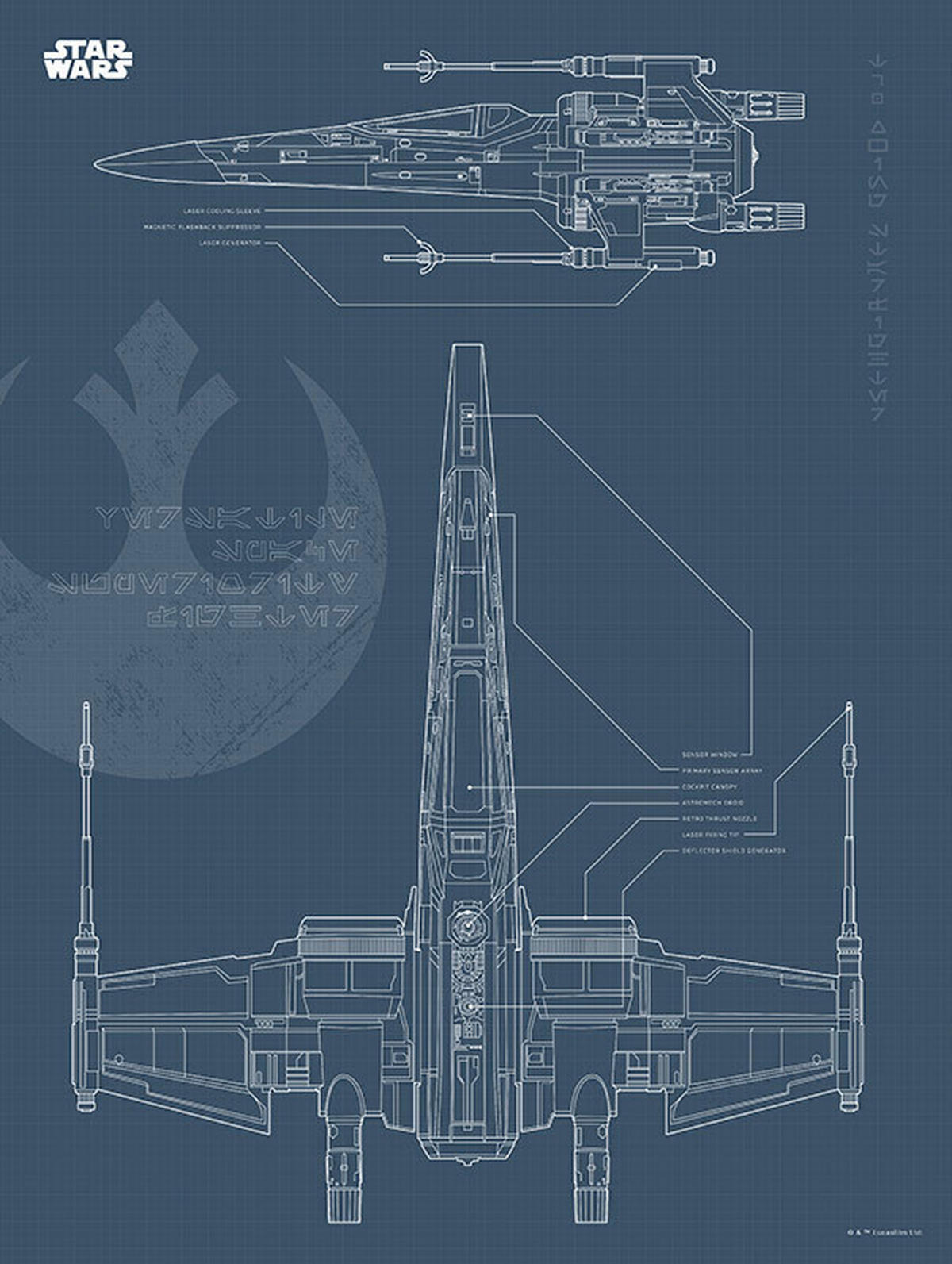 Komar Poster Star Wars Blueprint X-Wing Star Wars B/L: ca. 30x40 cm Star Wars Blueprint X-Wing - (30,00/40,00cm) - Komar
