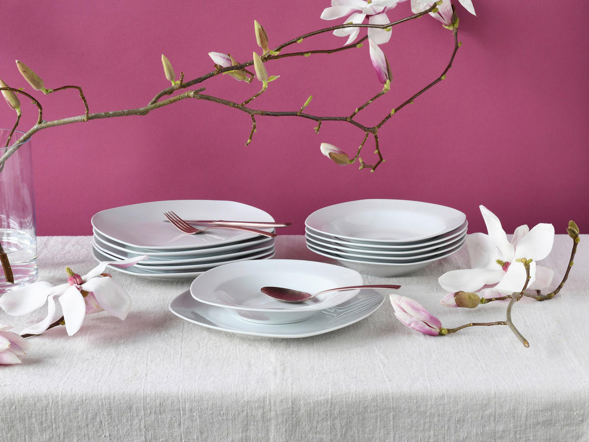 CreaTable Tafelservice Amelie weiß Porzellan 18 tlg. Amelie - weiß - CreaTable