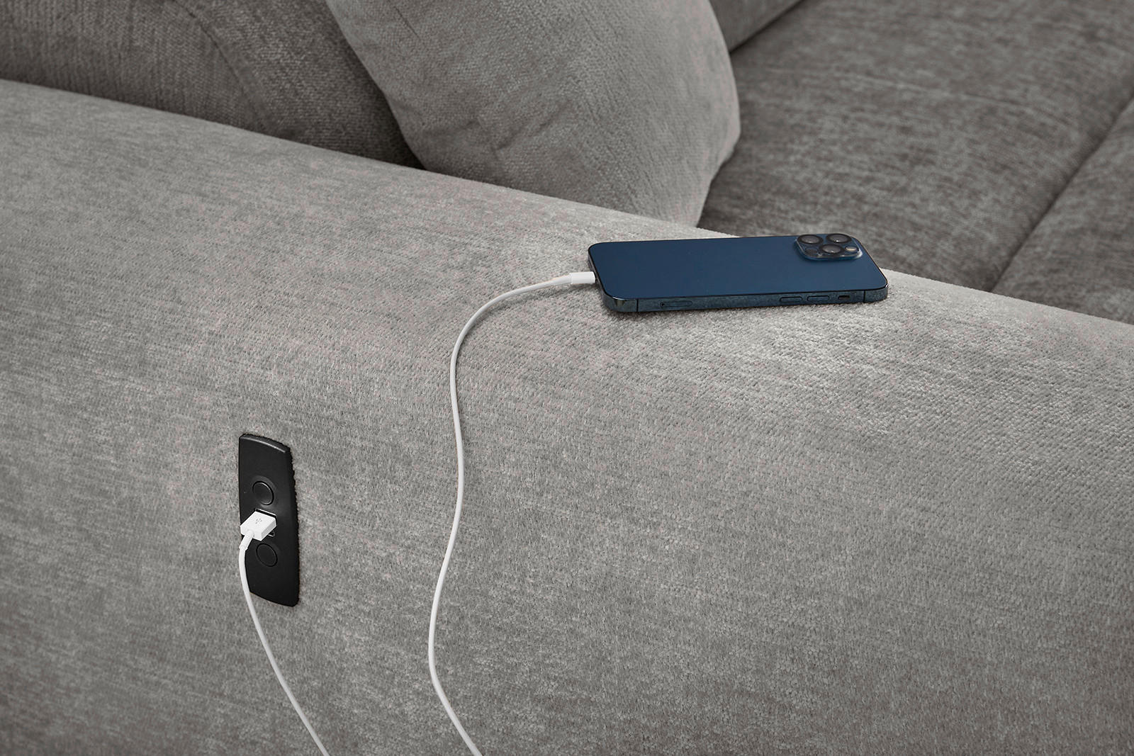 Ecksofa hellgrau Flachgewebe B/H/T: ca. 277x109x187 cm Slider_Ecksofa - Eiche/hellgrau (277,00/109,00/187,00cm)