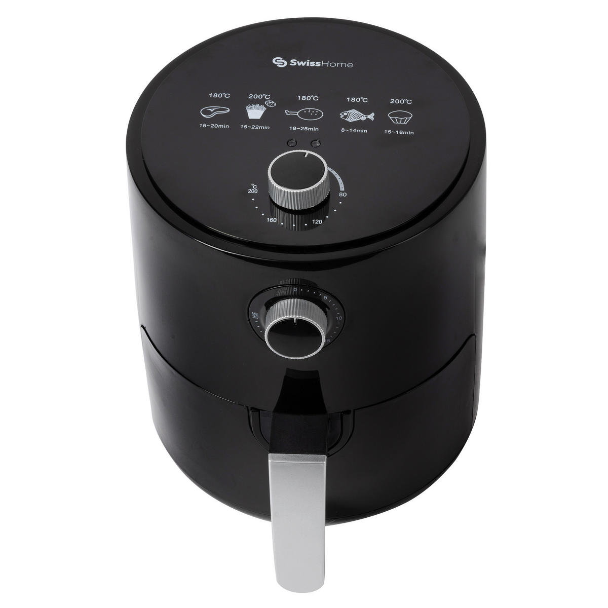 SWISS HOME Heißluftfritteuse SH-6653 schwarz Polypropylen ca. 2,5 l PETIT - schwarz (2,50l) - SWISS HOME